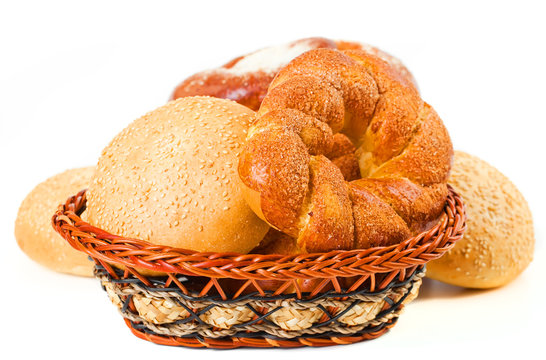 fresh bread on the white background