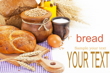 fresh bread on the white background