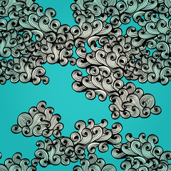 Abstract seamless pattern with hand drawn clouds. Eps10 - 49352532