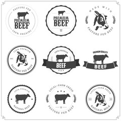 Set of premium beef labels, badges and design elements