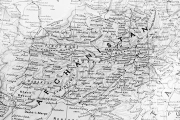 Fototapeta na wymiar Stara mapa świata papieru. Afganistan