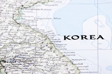 Old paper world map. Korea