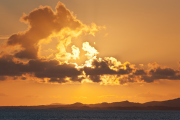 Dramatic sunset over Islay from the Islay ferry