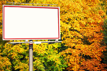 Blank white billboard at the park