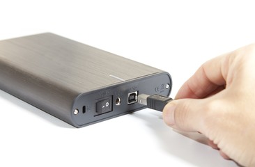 Hard disk on white background