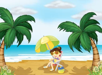 Deurstickers Een meisje op het strand © GraphicsRF