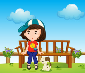 Een meisje en haar huisdier in het park