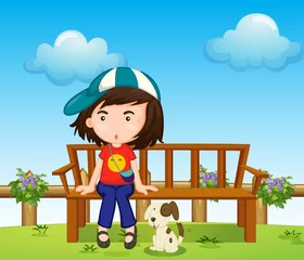  Een meisje en haar huisdier in het park © GraphicsRF