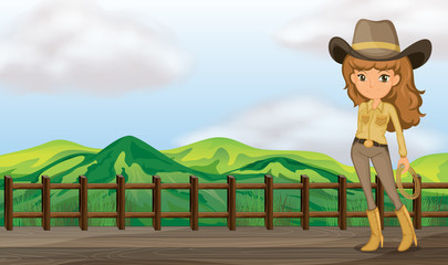 Obraz premium A cowgirl in the bridge