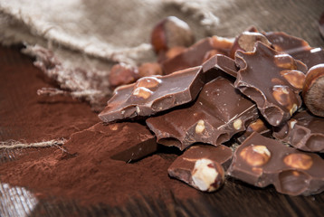 Hazelnut Chocolate on wood