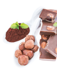 Hazelnut Chocolate isolated on white
