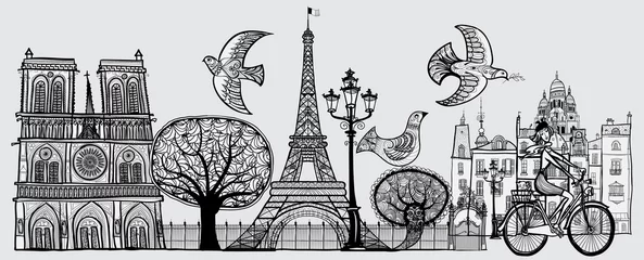 Poster compositie over Parijs © Isaxar