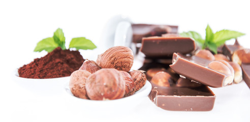 Hazelnut Chocolate isolated on white