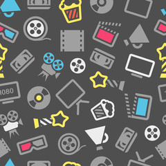 Cinema web silhouettes seamless pattern