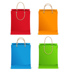 Shopping bags orange, blue, green and red