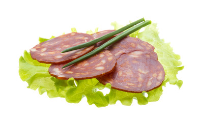 Italian sausages with salad leaves