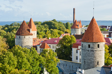 Towers of a fortification of Old Tallinn