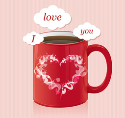 Vector coffee cup with text area Valentines day card