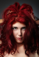 Glamour close-up of sexy redhead young woman