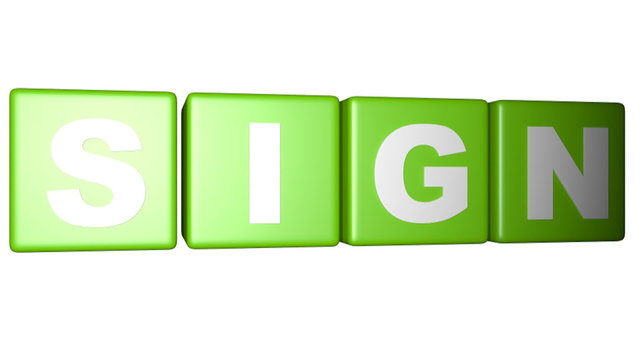 Sign green cubes