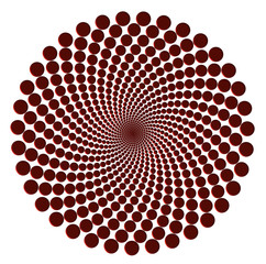 Abstraktes gepunktetes symmetrisches Muster rot über weiß