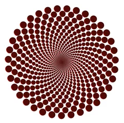 Fototapete Psychedelisch Abstraktes gepunktetes symmetrisches Muster rot über weiß