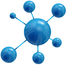 spheres of blue color on a white background