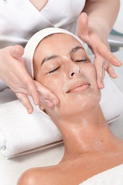 Facial massage at beautician