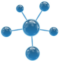spheres of blue color on a white background