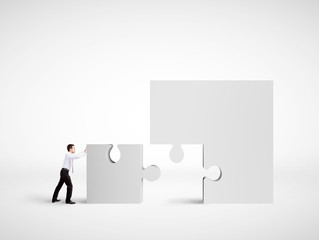 man moving puzzle