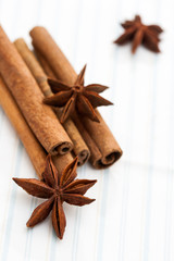 Star anise with cinnamon sticks