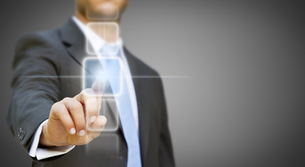 Businessman touching tactile interface