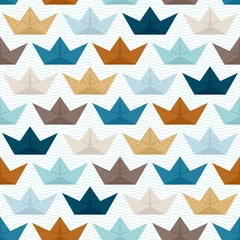 Seamless Pattern Paperboats Pattern Waves Retro © Jan Engel