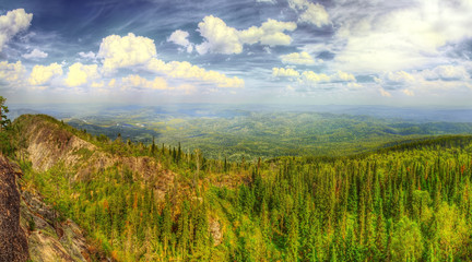 The HDR panorama of the mountains