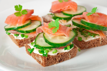Appetizing sandwich with salmon