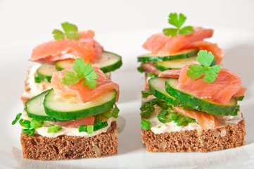 Appetizing sandwich with salmon