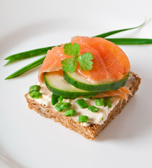 Appetizing sandwich with salmon