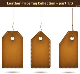 Leather price tag collection 1/3. Isolated on white