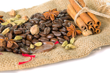 burlap bag with cofee bean