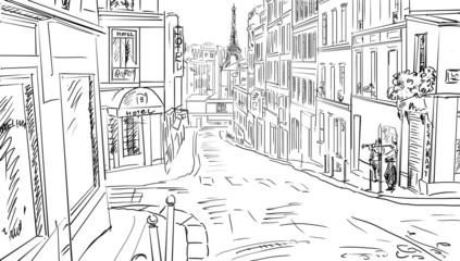 Rue de paris - illustration croquis