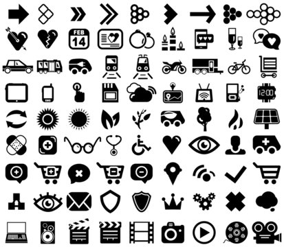 Big set of black universal web icons