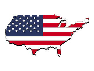 3D flag map of USA