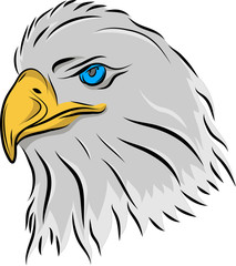 The stylized head of an eagle