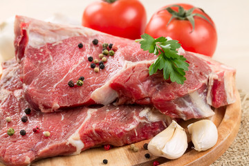 Raw beef steak