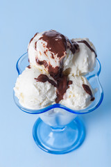 Ice cream with chocolate sauce