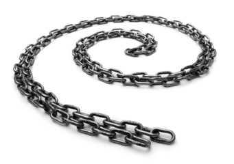 Spiral from chains on a white background.