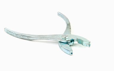 old pliers on white background