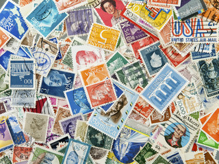 different stamps as a background