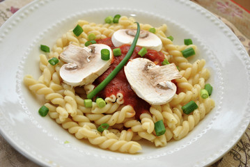 Gemelli with Scallions and Mushrooms