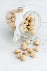 Chickpeas on a wooden background